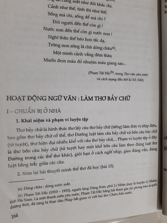 Hoạt động ngữ văn: làm thơ bảy chữ (Ảnh: tác giả cung cấp).