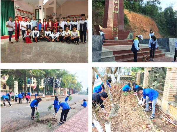 Học sinh trường phổ thông dân tộc nội trú trung học phổ thông huyện Điện Biên Đông, tỉnh Điện Biên với hoạt động đền ơn đáp nghĩa. Ảnh: XT.