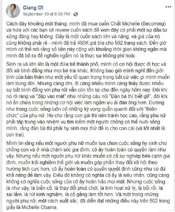 Vlogger triệu view Giang Ơi chia sẻ cảm nhận về cuốn “Chất Michelle’. Vlogger triệu view Giang Ơi chia sẻ cảm nhận về cuốn “Chất Michelle’.