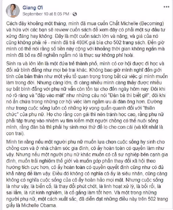 Vlogger triệu view Giang Ơi chia sẻ cảm nhận về cuốn “Chất Michelle’.