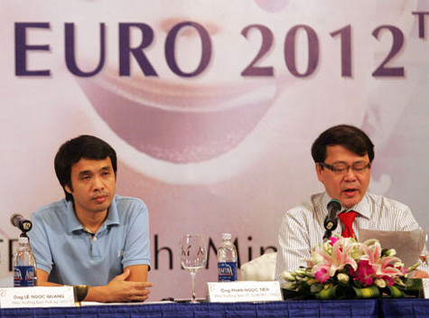 Đại diện VTV trong buổi công bố bản quyền truyền thông EURO 2012 tại Việt Nam. Ảnh: An Nhơn Đại diện VTV trong buổi công bố bản quyền truyền thông EURO 2012 tại Việt Nam. Ảnh: An Nhơn