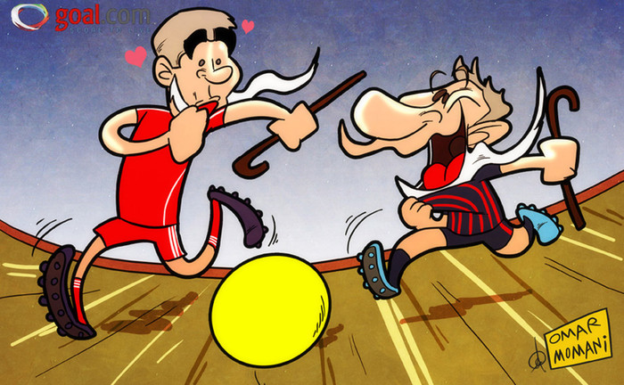 Lionel Messi tuần trước tuyên bố muốn kết thúc sự nghiệp cầu thủ ở Barcelona. HLV Kenny Dalglish cũng khẳng định Steven Gerrard sẽ ở lại Liverpool tới bất kỳ lúc nào nếu anh muốn, sau khi “G8” ghi hat-trick vào lưới Everton. Dưới góc nhìn biếm họa của họa sĩ Omar Momani, hai cụ ông sẽ chống gậy để đá với nhau, dĩ nhiên quả bóng sẽ là bóng bay vì hai cụ đều tuổi cao sức yếu. Lionel Messi tuần trước tuyên bố muốn kết thúc sự nghiệp cầu thủ ở Barcelona. HLV Kenny Dalglish cũng khẳng định Steven Gerrard sẽ ở lại Liverpool tới bất kỳ lúc nào nếu anh muốn, sau khi “G8” ghi hat-trick vào lưới Everton. Dưới góc nhìn biếm họa của họa sĩ Omar Momani, hai cụ ông sẽ chống gậy để đá với nhau, dĩ nhiên quả bóng sẽ là bóng bay vì hai cụ đều tuổi cao sức yếu.