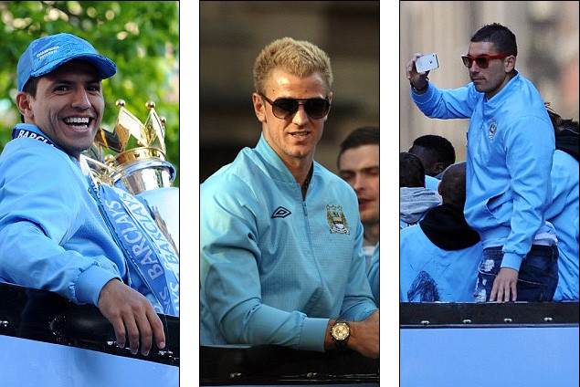 Những nhà vô địch Sergio Aguero, Joe Hart, Aleksandar Kolarov.