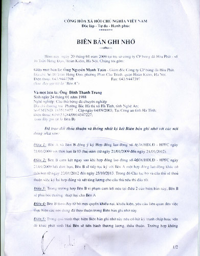 Bản ghi nhớ này có hiệu lực pháp lý hay không? Bản ghi nhớ này có hiệu lực pháp lý hay không?
