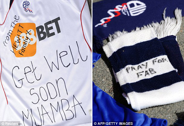 Các CĐV Bolton mong Muamba qua khỏi.