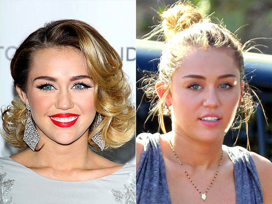 Mặt mộc của Miley Cyrus trông trẻ hơn so với khi trang điểm, đúng với tuổi của cô hơn. Mặt mộc của Miley Cyrus trông trẻ hơn so với khi trang điểm, đúng với tuổi của cô hơn.