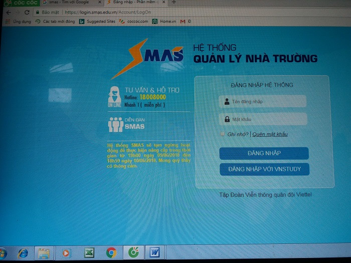 Hệ thống quản lý nhà trường (SMAS). (Ảnh: tác giả cung cấp). Hệ thống quản lý nhà trường (SMAS). (Ảnh: tác giả cung cấp).