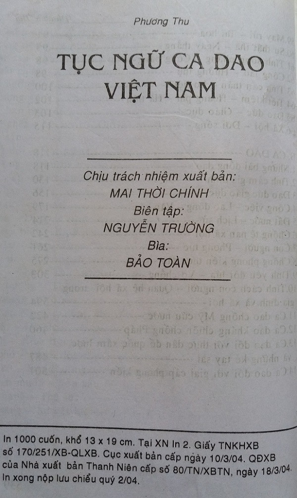 Bìa sau cuốn sách Ca dao tục ngữ Việt Nam (Ảnh: tác giả cung cấp). Bìa sau cuốn sách Ca dao tục ngữ Việt Nam (Ảnh: tác giả cung cấp).