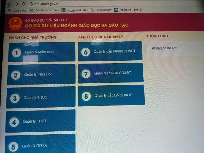 Phần mềm Cơ sở dữ liệu ngành Giáo dục và Đào tạo (Ảnh: tác giả cung cấp). Phần mềm Cơ sở dữ liệu ngành Giáo dục và Đào tạo (Ảnh: tác giả cung cấp).