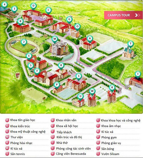 Sơ đồ trường ĐH Mokwon