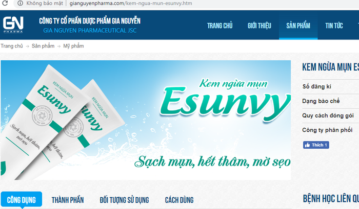Thu hồi kem ngừa mụn Esunvy của Công ty Gia Nguyễn Thu hồi kem ngừa mụn Esunvy của Công ty Gia Nguyễn