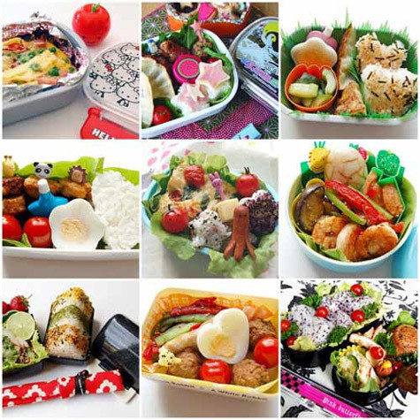 Các loại bento đủ màu sắc được các học sinh Nhật tự làm mang đi học