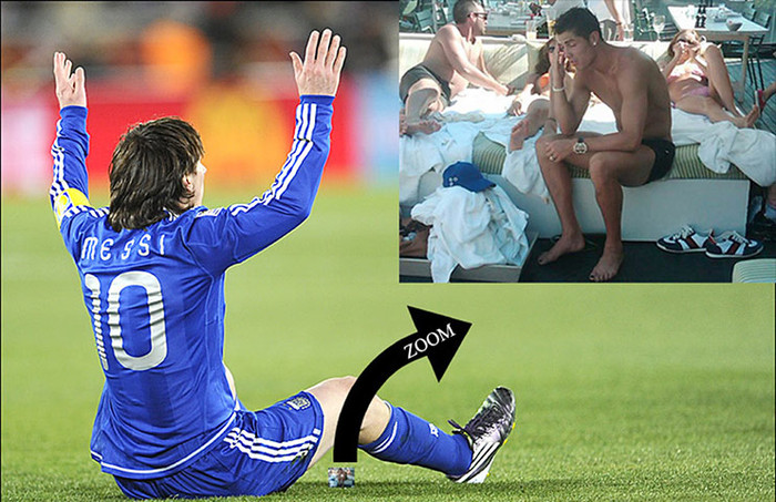 Mặc dù là một cầu thủ rất tài năng, nhưng Cristiano Ronaldo luôn phải sống dưới cái bóng của Messi. Mặc dù là một cầu thủ rất tài năng, nhưng Cristiano Ronaldo luôn phải sống dưới cái bóng của Messi.