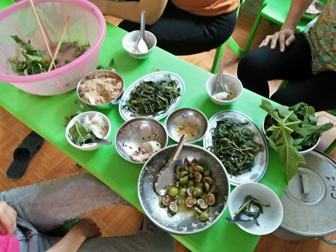 Bữa ăn nghèo nàn chỉ với đĩa rau muống, bát sung muối và đĩa muối lạc của giáo viên trường Mầm Non Yên Lâm. Ảnh: Thiên Minh Bữa ăn nghèo nàn chỉ với đĩa rau muống, bát sung muối và đĩa muối lạc của giáo viên trường Mầm Non Yên Lâm. Ảnh: Thiên Minh