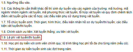 Mục 1.9, Phần II, Phụ lục III, Thông tư 08 Mục 1.9, Phần II, Phụ lục III, Thông tư 08