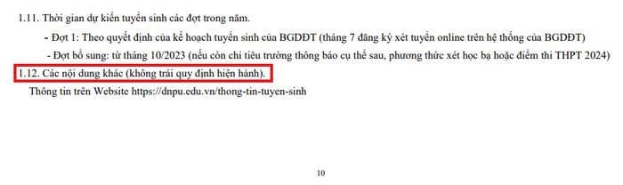 Mục 1.12, Phần II Đề án tuyển sinh năm 2024 của Trường Đại học Đồng Nai không có nội dung theo quy định tại mục 1.12, Phần II, Phụ lục III Thông tư số 08. Mục 1.12, Phần II Đề án tuyển sinh năm 2024 của Trường Đại học Đồng Nai không có nội dung theo quy định tại mục 1.12, Phần II, Phụ lục III Thông tư số 08.