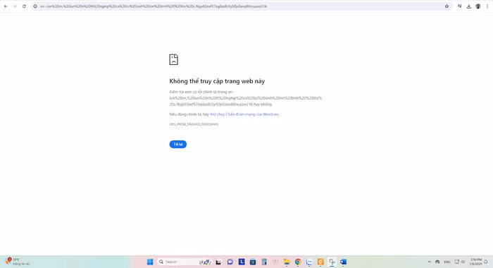 Đường link dẫn đến Biểu mẫu 18-E- Luận văn, luận án tốt nghiệp của các sinh viên trình độ thạc sĩ không truy cập được. (Ảnh chụp màn hình ngày 8/7/2024).