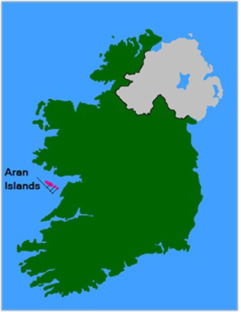 Vị trí của quần đảo Aran trên bản đồ Ireland
