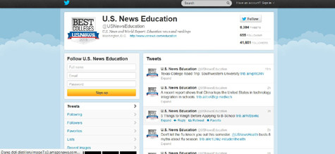 @USNewsEducation: U.S. News là trang web thông tin về các khóa học, học bổng và các trường đại học rất có uy tín tại Mỹ. Tại đây bạn còn có thể tham khảo các bài viết của các chuyên gia giáo dục tại Mỹ cũng như nhận được những lời khuyên từ họ. Thêm vào đó là những thông tin cập nhật nhất và các danh sách bảng xếp hạng các trường đại học tại Mỹ. @USNewsEducation: U.S. News là trang web thông tin về các khóa học, học bổng và các trường đại học rất có uy tín tại Mỹ. Tại đây bạn còn có thể tham khảo các bài viết của các chuyên gia giáo dục tại Mỹ cũng như nhận được những lời khuyên từ họ. Thêm vào đó là những thông tin cập nhật nhất và các danh sách bảng xếp hạng các trường đại học tại Mỹ.