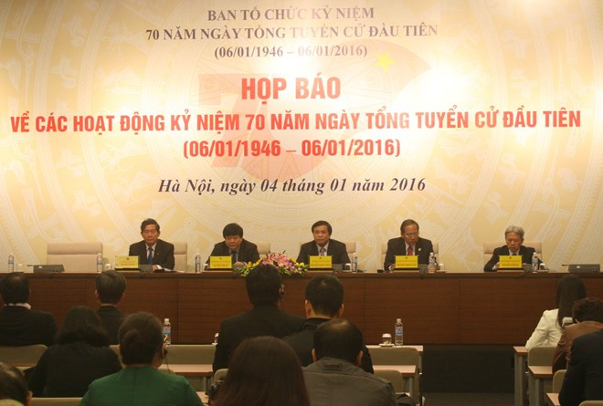 Họp báo về các hoạt động kỷ niệm 70 năm ngày Tổng tuyển cử đầu tiên. ảnh: Ngọc Quang. Họp báo về các hoạt động kỷ niệm 70 năm ngày Tổng tuyển cử đầu tiên. ảnh: Ngọc Quang.