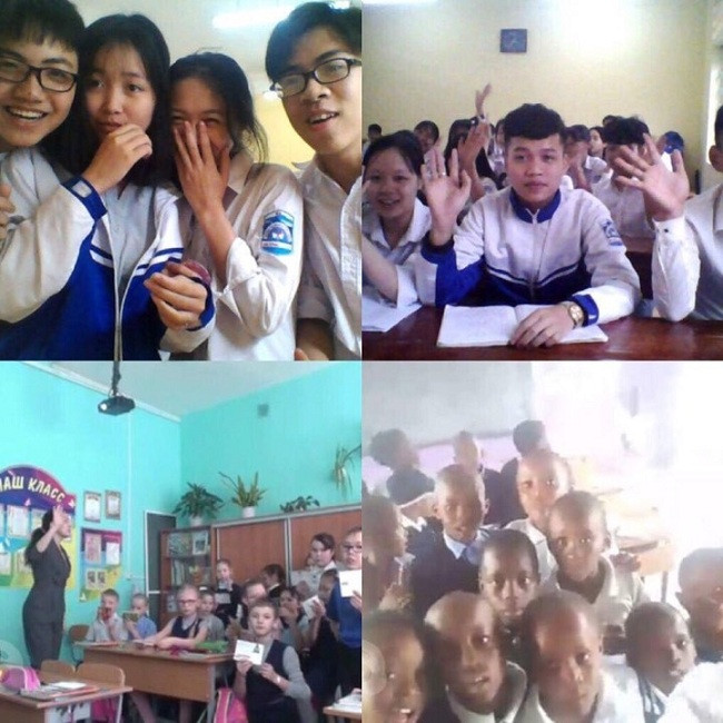 Nhờ áp dụng Zoom, Skype vào mỗi tiết học tiếng Anh mà học sinh Trường trung học phổ thông Hương Cần, tỉnh Phú Thọ có cơ hội kết nối, giao tiếp tiếng Anh với các em nhỏ đến từ Nam Phi và Nga. (Ảnh: AP Nhờ áp dụng Zoom, Skype vào mỗi tiết học tiếng Anh mà học sinh Trường trung học phổ thông Hương Cần, tỉnh Phú Thọ có cơ hội kết nối, giao tiếp tiếng Anh với các em nhỏ đến từ Nam Phi và Nga. (Ảnh: AP