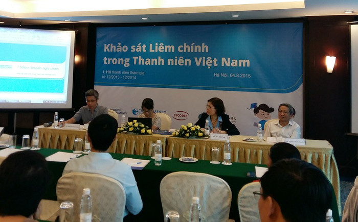 Kết quả khảo sát liêm chính trong thanh niên Việt Nam được công bố sáng nay (4/8). ảnh: Ngọc Quang. Kết quả khảo sát liêm chính trong thanh niên Việt Nam được công bố sáng nay (4/8). ảnh: Ngọc Quang.