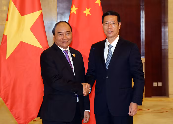 Thủ tướng Nguyễn Xuân Phúc hội kiến với ông Trương Cao Lệ - Phó Thủ tướng, Ủy viên Thường vụ Bộ Chính trị Đảng Cộng sản Trung Quốc. ảnh: VGP.