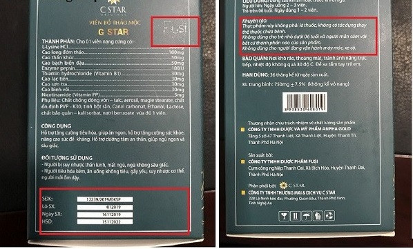 Trên mỗi vỏ hộp sản phẩm thật được bắn laze chữ Fusi trên vỏ hộp, còn sản phẩm giả không có. ảnh: Hải Minh. Trên mỗi vỏ hộp sản phẩm thật được bắn laze chữ Fusi trên vỏ hộp, còn sản phẩm giả không có. ảnh: Hải Minh.