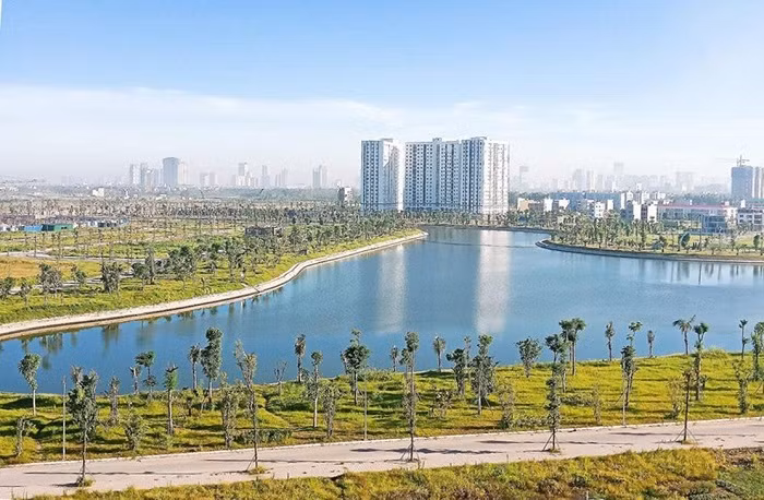 Hồ điều hòa rộng 15ha khu B đã được hoàn thiện.