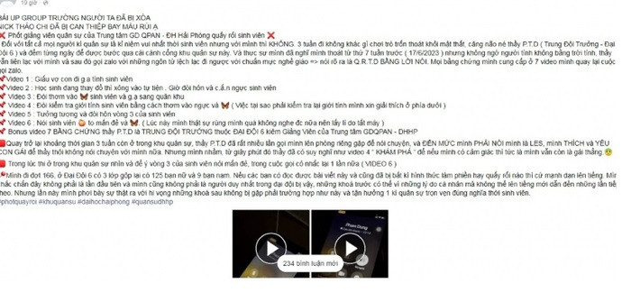 Đoạn đăng tải trên group sinh viên Trường Đại học Hải Phòng. Đoạn đăng tải trên group sinh viên Trường Đại học Hải Phòng.