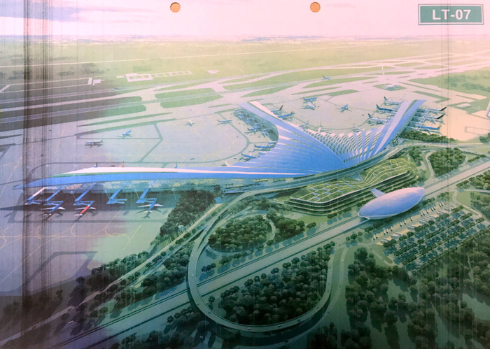 Phương án LT-07 với ý tưởng thiết kế nhà ga hành khách hình lá dừa nước. ảnh: vgp.