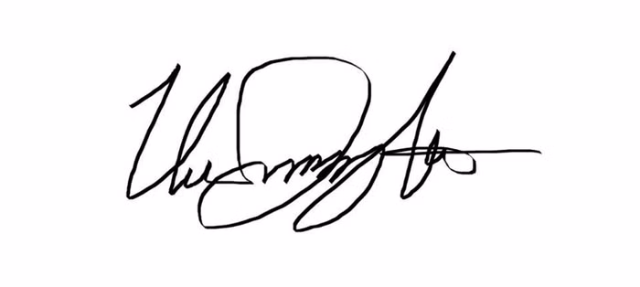 Vũ ký tên bằng công cụ chỉnh sửa ảnh Paint rất đẹp mắt và thuần thục.