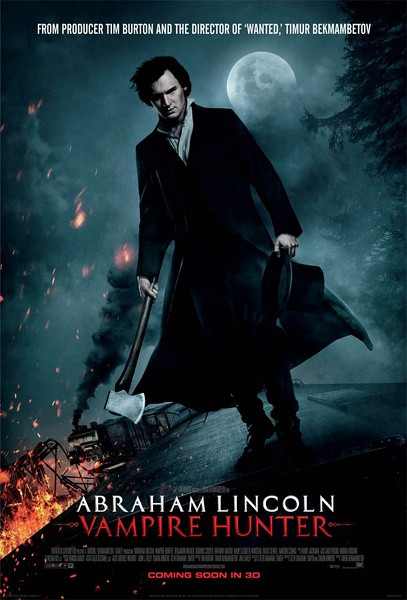 6. Abraham Lincoln Vampire Hunter Abraham Lincoln: Vampire Hunter 3D là tác phẩm "nhào nặn" của đạo diễn Timur Bekmambetov. Lấy bối cảnh những năm 1860, bộ phim nói về vị tổng thống Abraham Lincoln trong cuộc nội chiến Mỹ với ý định loại bỏ ma cà rồng hút máu, những kẻ chuyên buôn bán nô lệ. Cảnh phim mở ra với hình ảnh của Lincoln cầm rìu như một người mang sứ mệnh trả thù sau khi mẹ của ông đã bị giết bởi ma cà rồng. Abraham Lincoln: Vampire Hunter ấn tượng người xem bởi không chỉ bởi bối cảnh mang đậm tính sử thi mà còn bởi những pha hành động bất ngờ và không kém phần bạo lực. Phim sẽ ra mắt vào ngày 22.6.2012 6. Abraham Lincoln Vampire Hunter Abraham Lincoln: Vampire Hunter 3D là tác phẩm "nhào nặn" của đạo diễn Timur Bekmambetov. Lấy bối cảnh những năm 1860, bộ phim nói về vị tổng thống Abraham Lincoln trong cuộc nội chiến Mỹ với ý định loại bỏ ma cà rồng hút máu, những kẻ chuyên buôn bán nô lệ. Cảnh phim mở ra với hình ảnh của Lincoln cầm rìu như một người mang sứ mệnh trả thù sau khi mẹ của ông đã bị giết bởi ma cà rồng. Abraham Lincoln: Vampire Hunter ấn tượng người xem bởi không chỉ bởi bối cảnh mang đậm tính sử thi mà còn bởi những pha hành động bất ngờ và không kém phần bạo lực. Phim sẽ ra mắt vào ngày 22.6.2012
