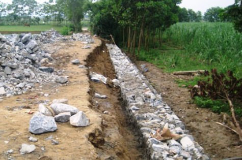 Phần móng chợ được gia cố bằng đá Phần móng chợ được gia cố bằng đá