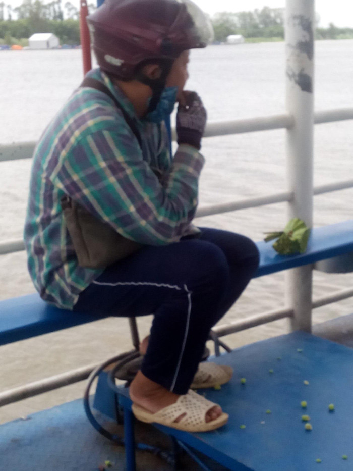 Hình ảnh người đàn ông đang ngồi vô tư ăn hạt sen và nhổ bừa bãi. ( Ảnh tác giả) Hình ảnh người đàn ông đang ngồi vô tư ăn hạt sen và nhổ bừa bãi. ( Ảnh tác giả)