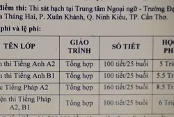 Đây là bảng báo giá "luyện thi" của một Trung tâm Giáo dục Thường xuyên và Dạy nghề liên kết với Đại học Cần Thơ (Ảnh: Thanh An)