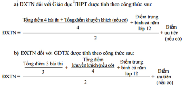 Công thức tính điểm xét tốt nghiệp Công thức tính điểm xét tốt nghiệp