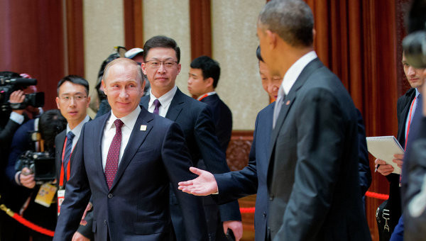 Tổng thống Nga Vladimir Putin và người đồng cấp Mỹ trong chuyến tham dự hội nghị APEC 2014 ở Trung Quốc. Tổng thống Nga Vladimir Putin và người đồng cấp Mỹ trong chuyến tham dự hội nghị APEC 2014 ở Trung Quốc.