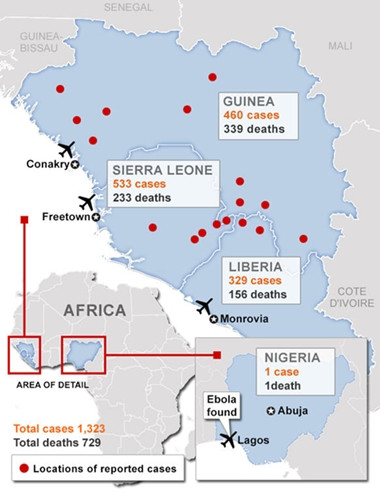 Ba quốc gia Tây Phi đang là tâm dịch Ebola. Ba quốc gia Tây Phi đang là tâm dịch Ebola.