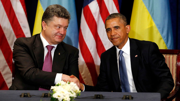 Tổng thống Mỹ Barack Obama và Tổng thống Ukraine Petro Poroshenko trong cuộc gặp gỡ tại Ba Lan ngày 4/6. Tổng thống Mỹ Barack Obama và Tổng thống Ukraine Petro Poroshenko trong cuộc gặp gỡ tại Ba Lan ngày 4/6.