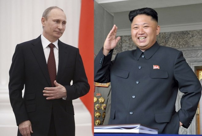 Tổng thống Nga Vladimir Putin và lãnh đạo Triều Tiên Kim Jong-un. Tổng thống Nga Vladimir Putin và lãnh đạo Triều Tiên Kim Jong-un.