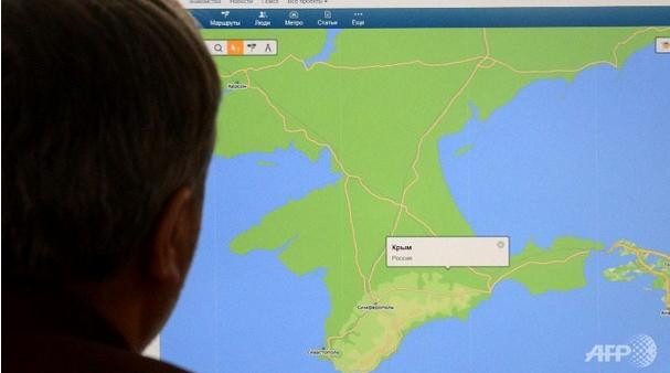 Bản đồ Nga đã được vẽ lại đến bán đảo Crimea.