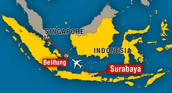 Đường bay của chiếc máy bay mất tích. Ảnh: Channel News Asia.