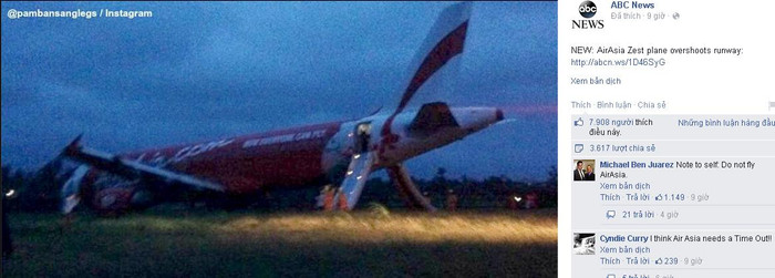 Bình luận về sự cố trên Facebook chính thức của ABC News.