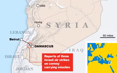 Địa điểm 3 chiếc máy bay Israel không kích lô hàng tên lửa ở Damascus sớm ngày 5.5