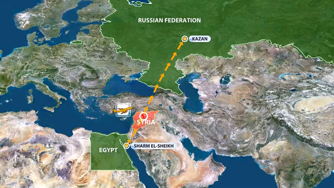 Sơ đồ di chuyển của chiếc máy bay được cho là mục tiêu của 2 quả tên lửa tại Syria.