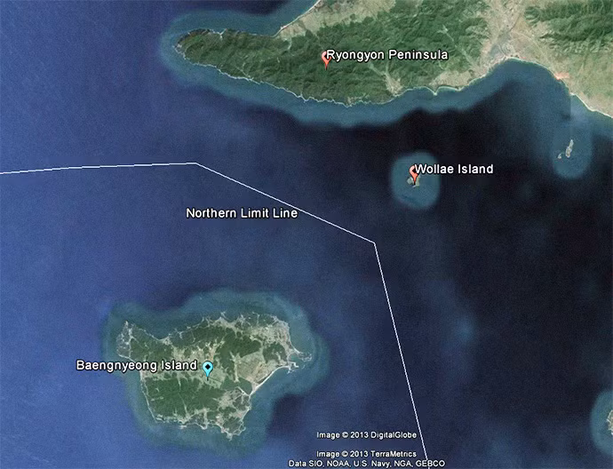 Đường biên giới biển phía Bắc ngăn cách Triều Tiên và Hàn Quốc trên Hoàng Hải.