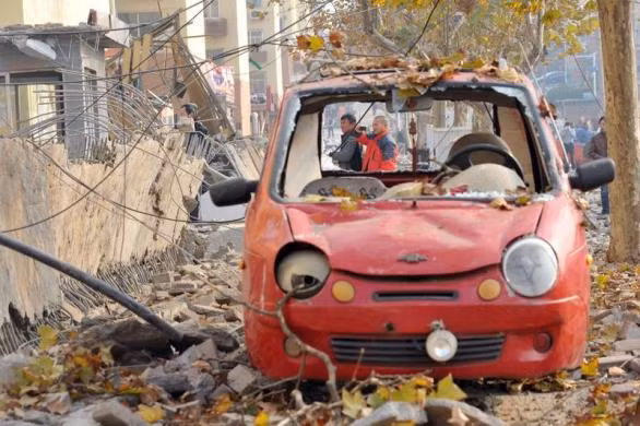 Sức công phá của vụ nổ đường ống dẫn dầu trên Thanh Đảo.