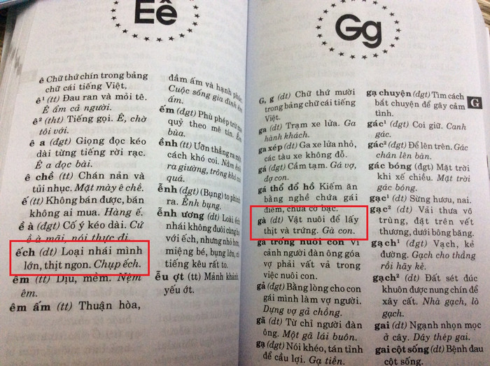 Một số từ dẫn trong cuốn Từ điển Tiếng Việt dành cho học sinh của hai tác giả Khắc Trí và Trọng Tấn. Ảnh Hồng Nhung Một số từ dẫn trong cuốn Từ điển Tiếng Việt dành cho học sinh của hai tác giả Khắc Trí và Trọng Tấn. Ảnh Hồng Nhung