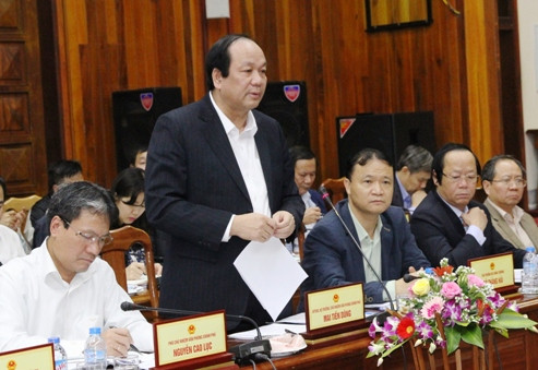 Bộ trưởng Mai Tiến Dũng: Vấn đề tiêu thụ hơn 2.600 tấn hải sản hiện đang tồn kho là cấp bách nhất. Ảnh VGP/Hà Chính.